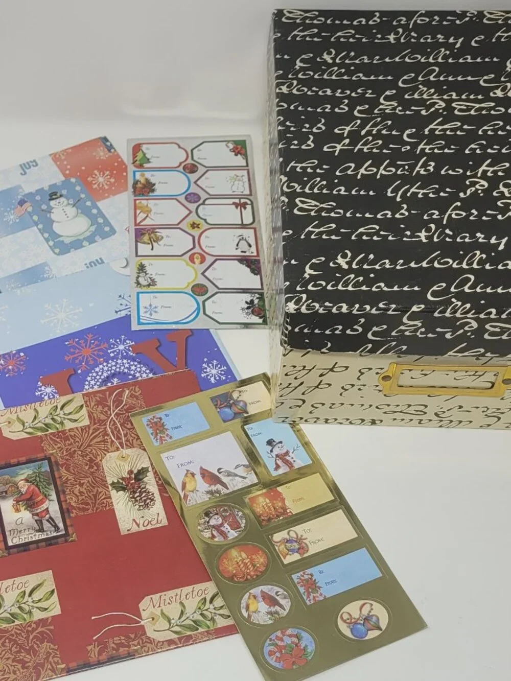 Deluxe Stationery Gift Box 6 Dividers 46 Greeting Cards Wrapping Paper 2 Bags